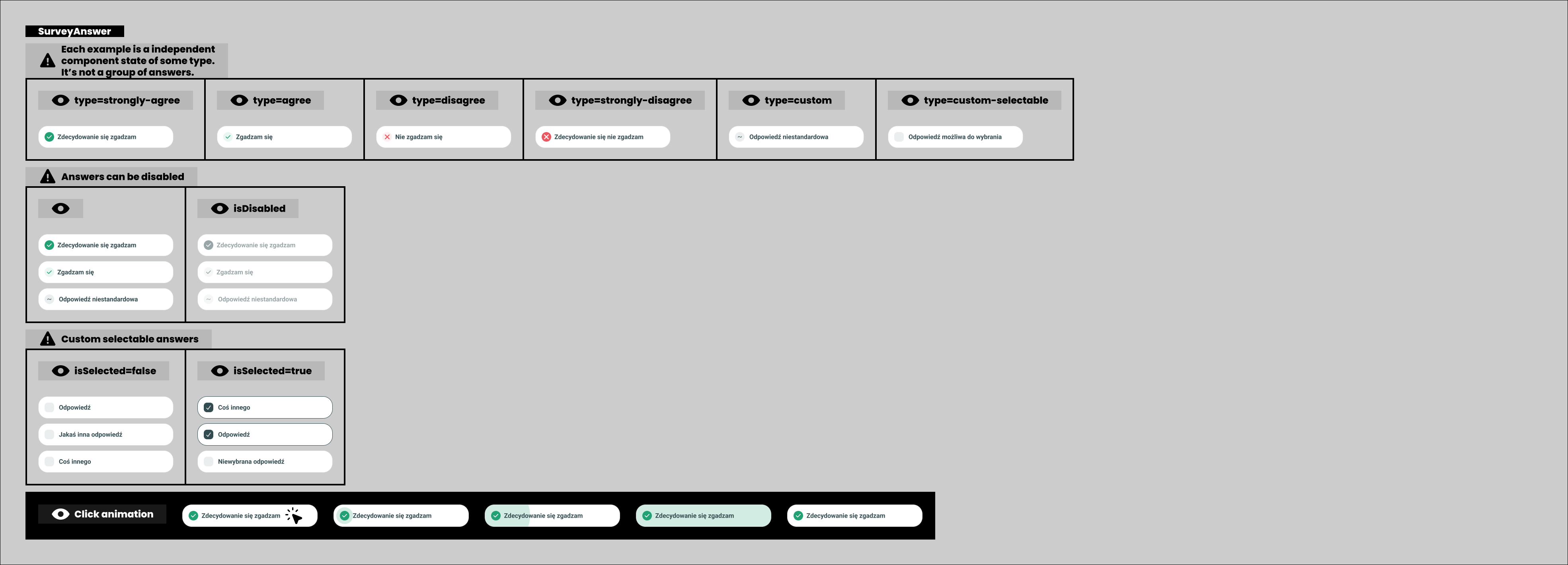 Answer types and states