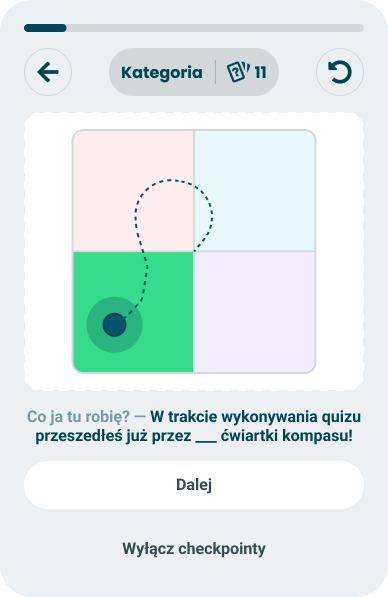 Path across two or three quadrants